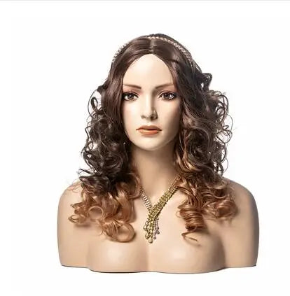 Female Realistic Head Mannequin with Shoulder, No Wig Display Model, Dark Brown and Beige Colors,for Hat Glasses, E185, 20Style