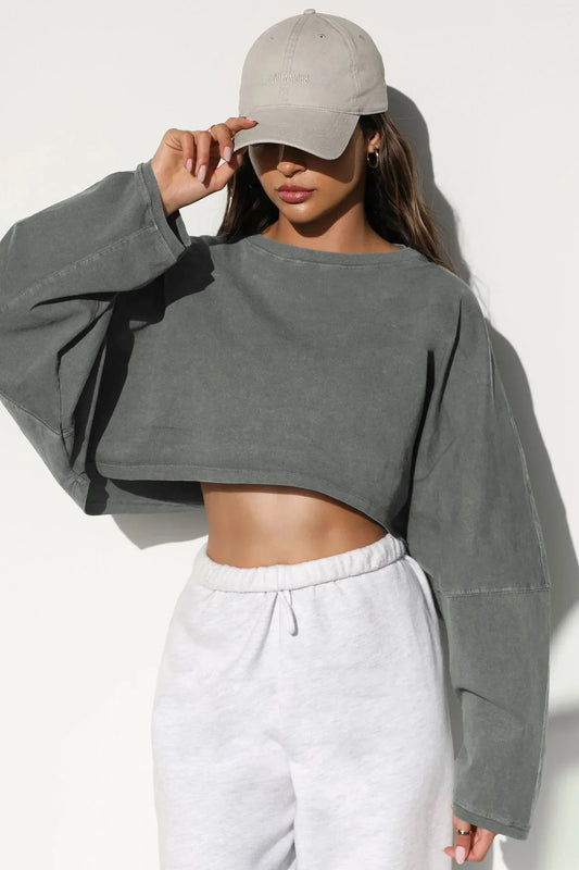 Women's Short Hoodies 2023 Popular O-Neck Sweater for European American Sports Bottom T-shirt Knit Long Sleeve Top