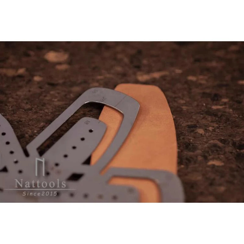 Nattools square belt tail ruler belt rounded template handmade DIY leather making tool