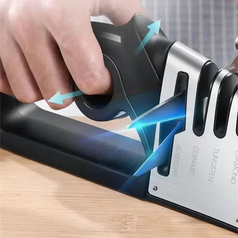 4in1 Multifunctional Sharpening Stone Quick Knife Sharpener Handheld Stainless Steel Blade Kitchen Appliance Kitchen Accessories