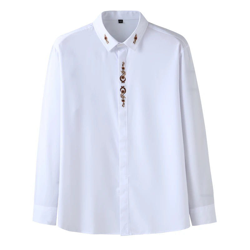 10xl 8xl 7xl bordado camisa dos homens 2022 novo outono de alta qualidade solto grandes dimensões camisas dos homens manga longa casual chemise homme