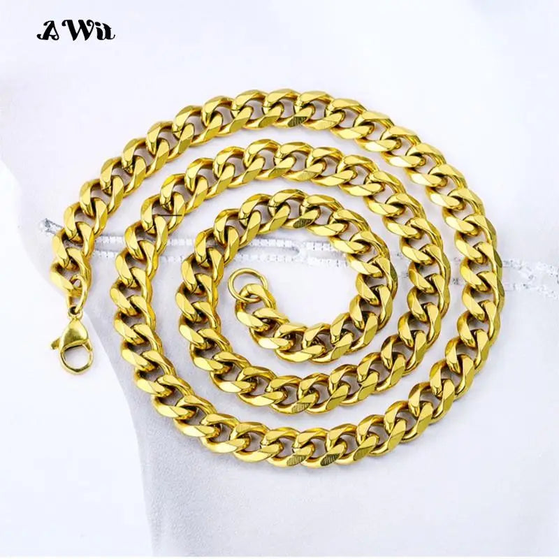 Colar de corrente de aço inoxidável para homens mulheres curb cubana link corrente cor ouro prata punk gargantilha moda masculina jóias presente