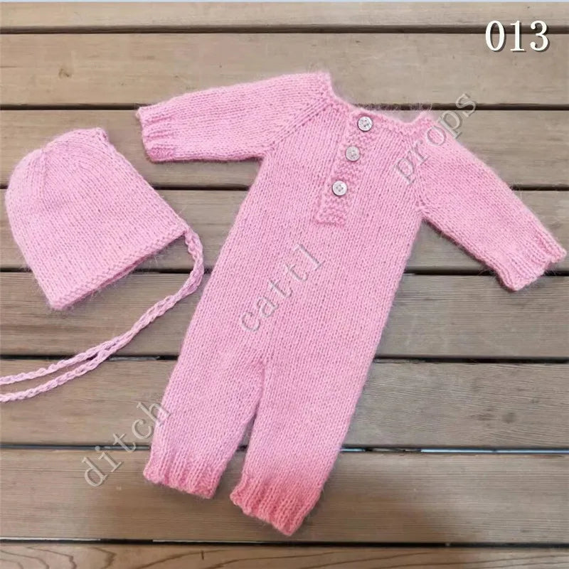 Newborn Photography Props Mink Wool  Plush Yarn Pants +Bear Clothing Accessories