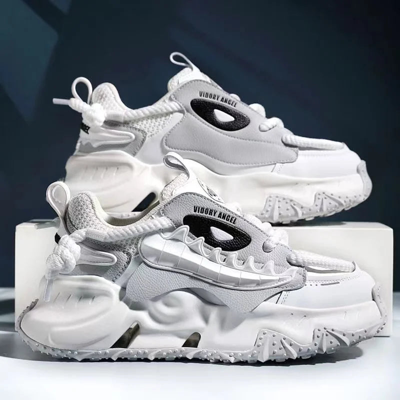 Sapato casual de fundo grosso masculino, tênis de caminhada esportiva, mocassins, marca designer, nova moda