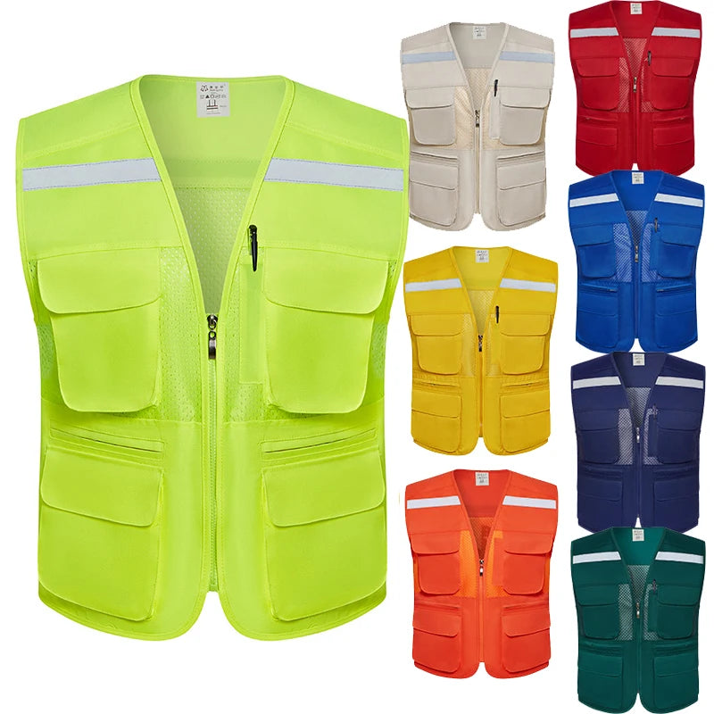 Mens Fishing Vests Outdoor Multi-pockets Sleeveless Jackets Male Summer Breathable Mens Vest Photography Tool Waistcoat