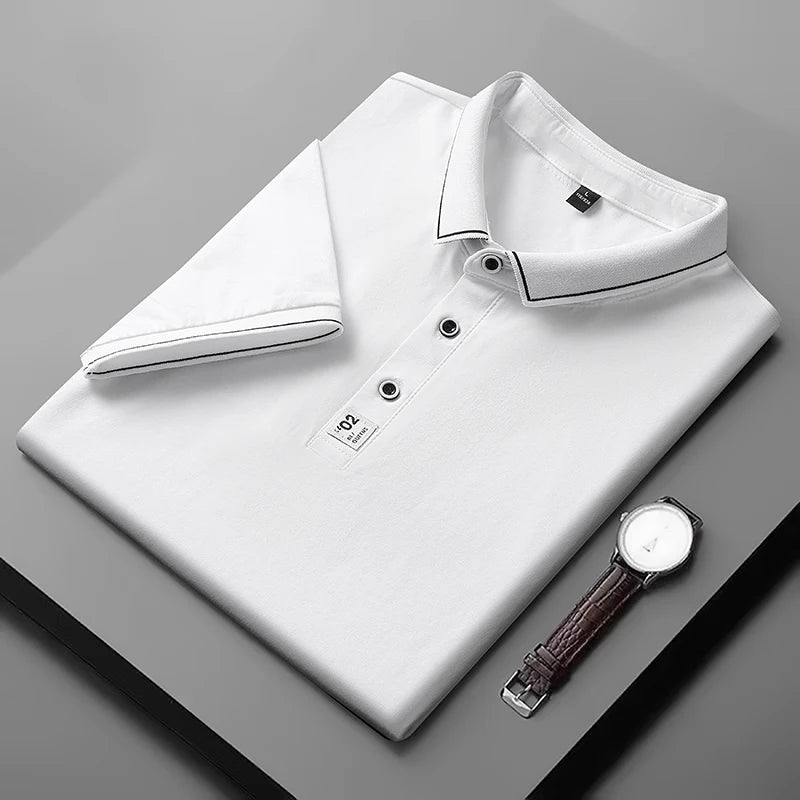 2022 New Men Cotton Polo Shirts Casual Breathable Sweat Absorbent Business Polo Shirts Short Sleeves Fashion Slim Lapel T Shirts