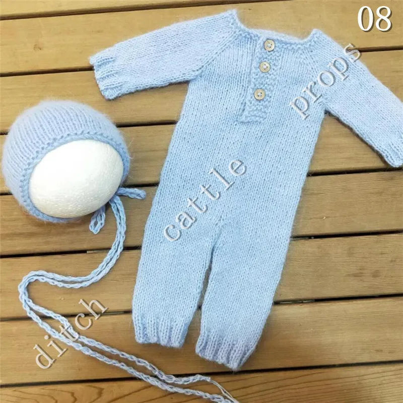 Newborn Photography Props Mink Wool  Plush Yarn Pants +Bear Clothing Accessories