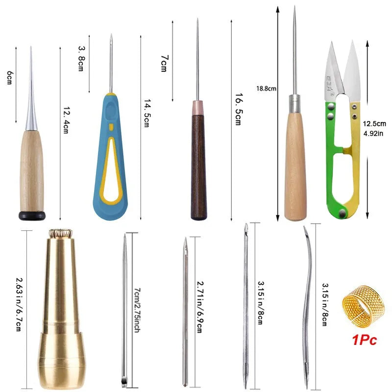 Copper Handle Sewing Awl Speedy Stitcher Shoe Binding Tool Kit For Clothes Fabric Repairing Leather Craft Awl Punch Hole Tool