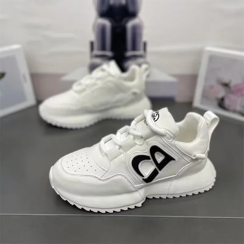 Designer Chunky Sneaker Men Cover Bottom Board Shoe Fashion Leather Breathable Increased Internal Platform Casual Running Shoes
