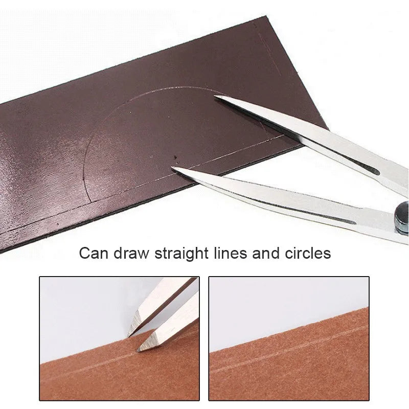 1PC Carbon Steel Scriber Divider Wheel Adjustable Wing Divider Edge Creaser Leather Stitch Hole Measure Compass Rotary Scribing