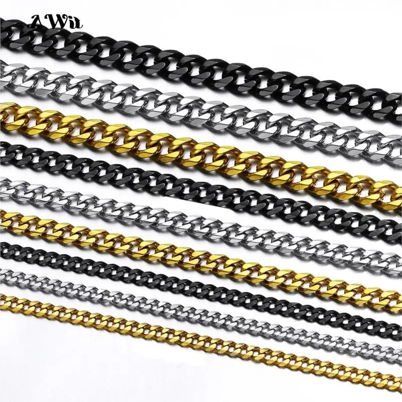 Colar de corrente de aço inoxidável para homens mulheres curb cubana link corrente cor ouro prata punk gargantilha moda masculina jóias presente