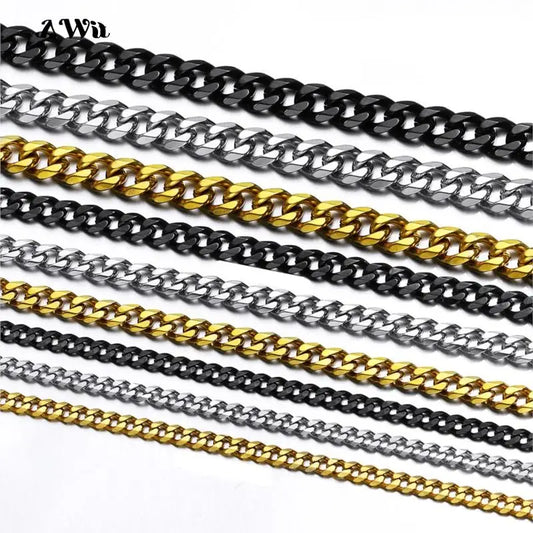 Colar de corrente de aço inoxidável para homens mulheres curb cubana link corrente cor ouro prata punk gargantilha moda masculina jóias presente