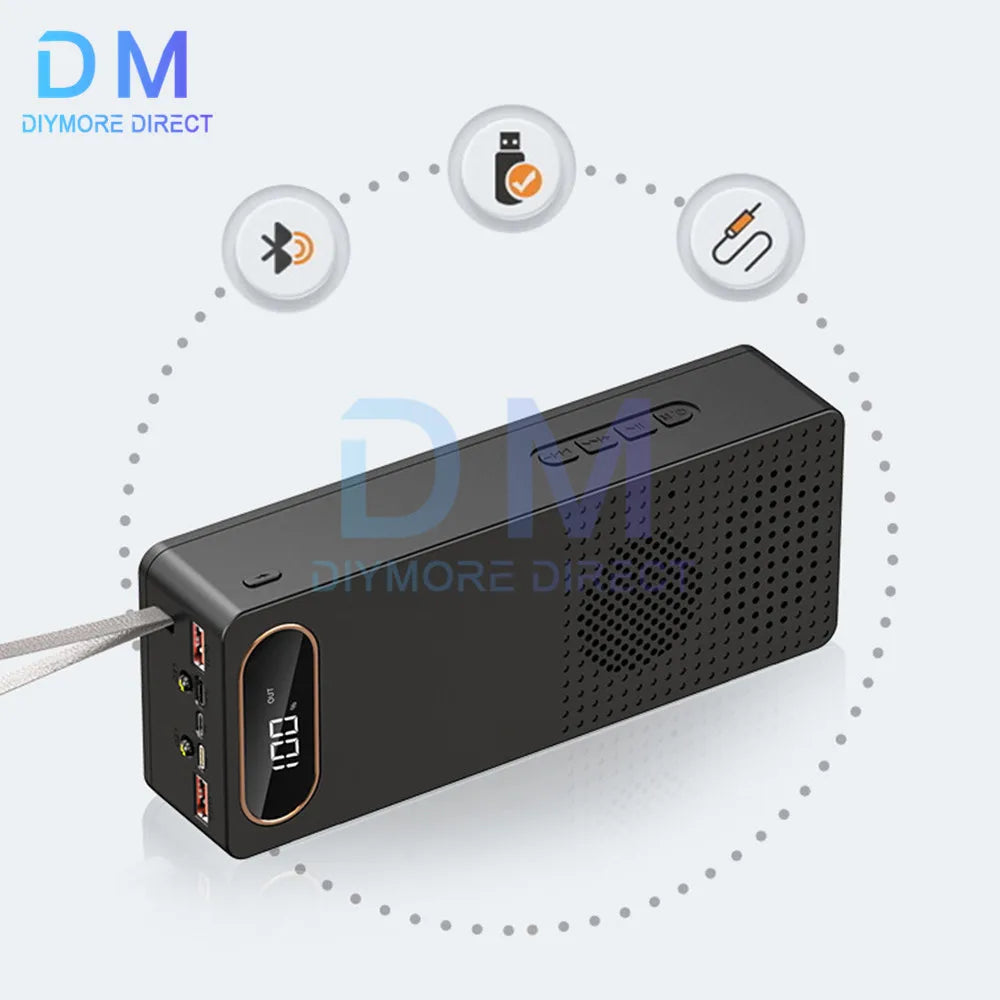 DIY 8*18650 Power Bank Case External 5V 2A Battery Charge Storage Box Shell Micro USB Type C With Bluetooth Audio for Phone