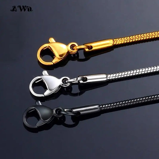 AWit Inoxidable Gold Color Chains 1-5mm Stainless Steel Snake Chains Necklace Twist Rope Jewelry Women Long Chains Accessories