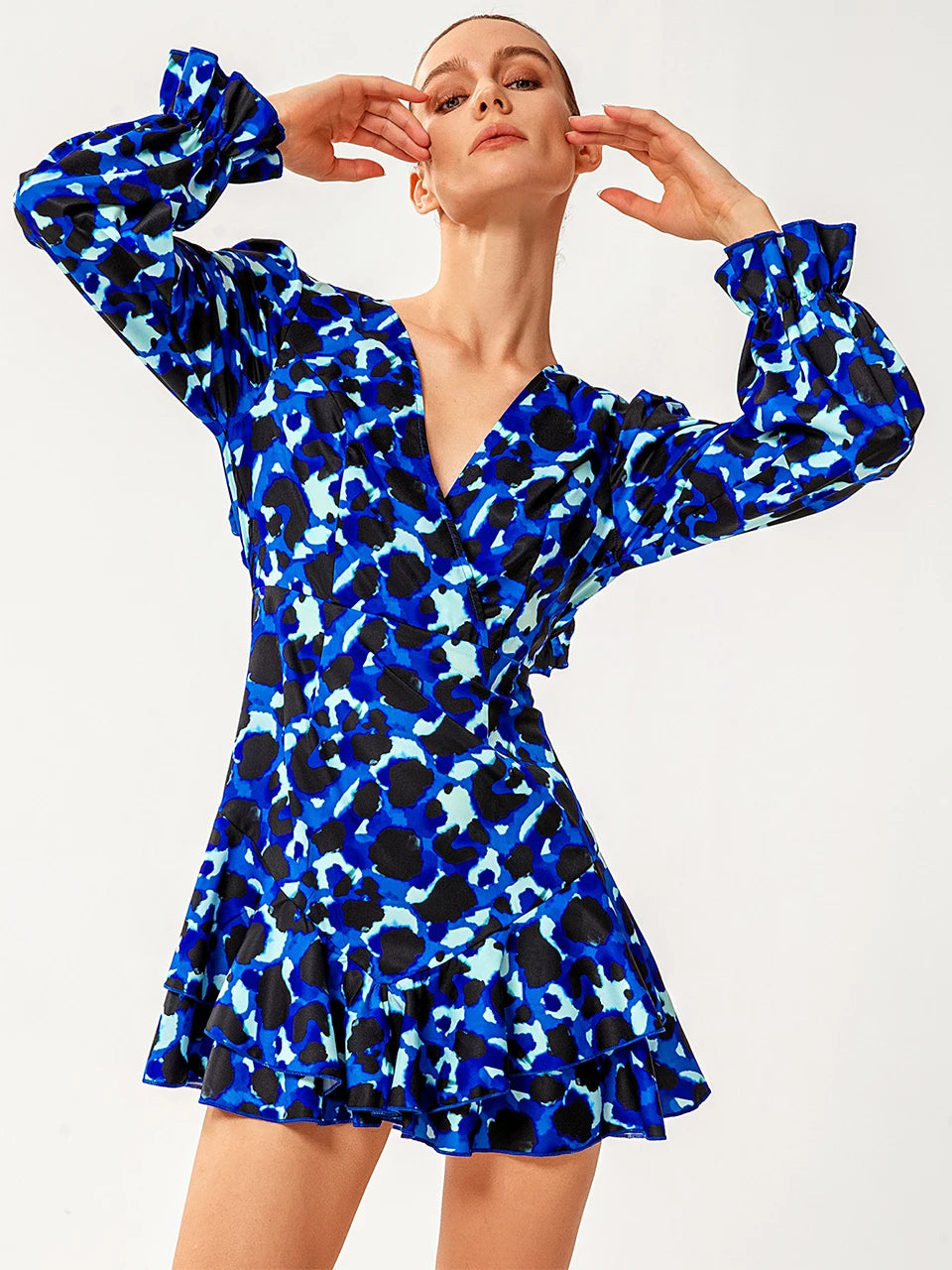 Cinemore Party Dress for Women Dress Womens Elegant Layered Ruffle Hem Leopard Sexy Dress Womens Summer Dress 2022 MM1458-JM