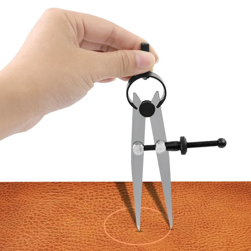 1PC Carbon Steel Scriber Divider Wheel Adjustable Wing Divider Edge Creaser Leather Stitch Hole Measure Compass Rotary Scribing