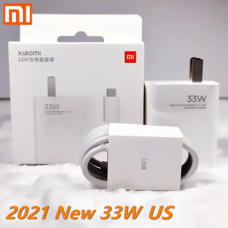 Original Xiaomi 33W Fast Charger EU Turbo Charge 2M 1.5M Type C Cable For Mi 10 9 10T Lite POCO X3 NFC Redmi K40 Note 9 10 Pro