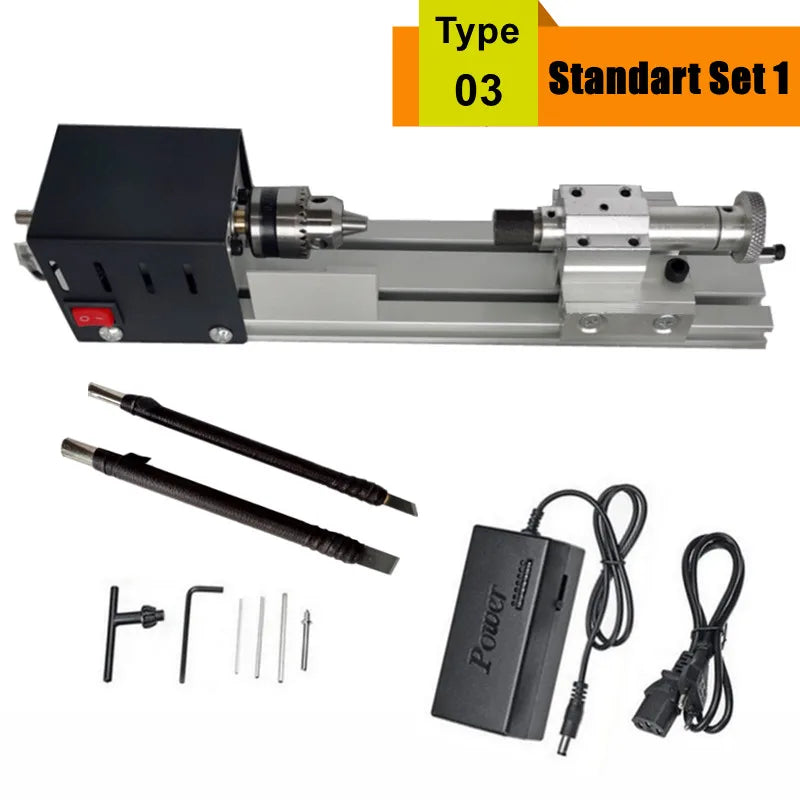 Upgraded 110V-240V Mini Wood Lathe Machine Speed Adjustable Rotary Tool Set Buddha Pearl Lathe Grinding Polishing Woodwork Tool