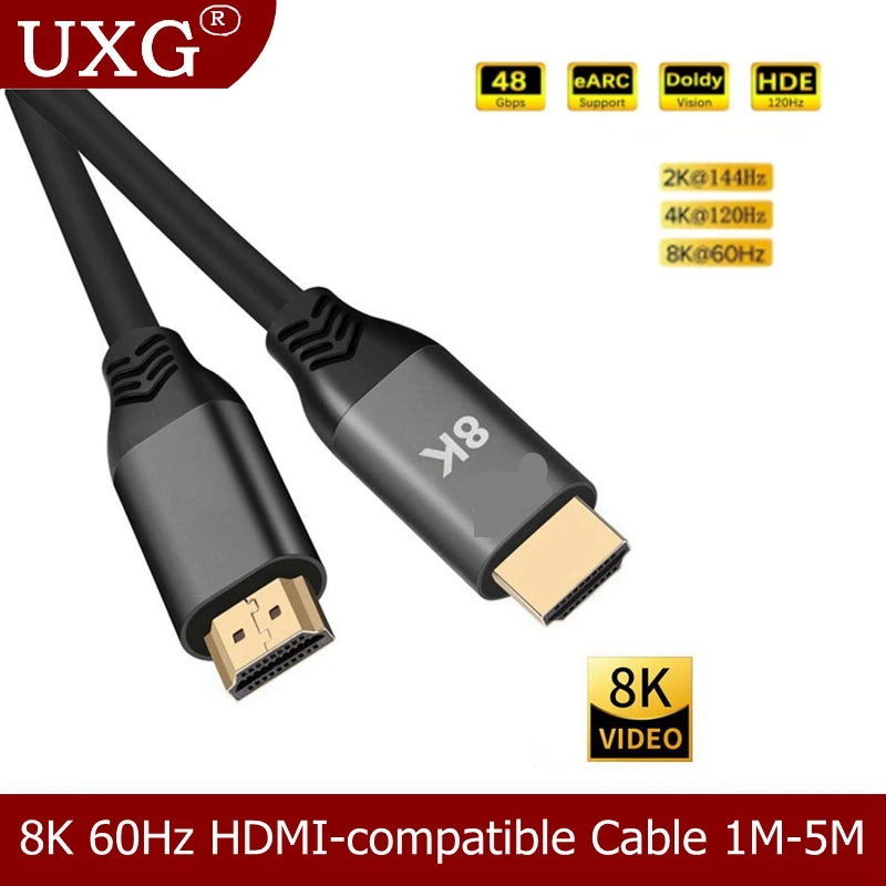 HDMI 8k 4K 60Hz Short HD 2.1V HDMI-compatible Cable 1m 3m 5m With Braid And Alloy Shell 48Gbps UHD TV Blu-ray Xbox PS4/3 5 PC