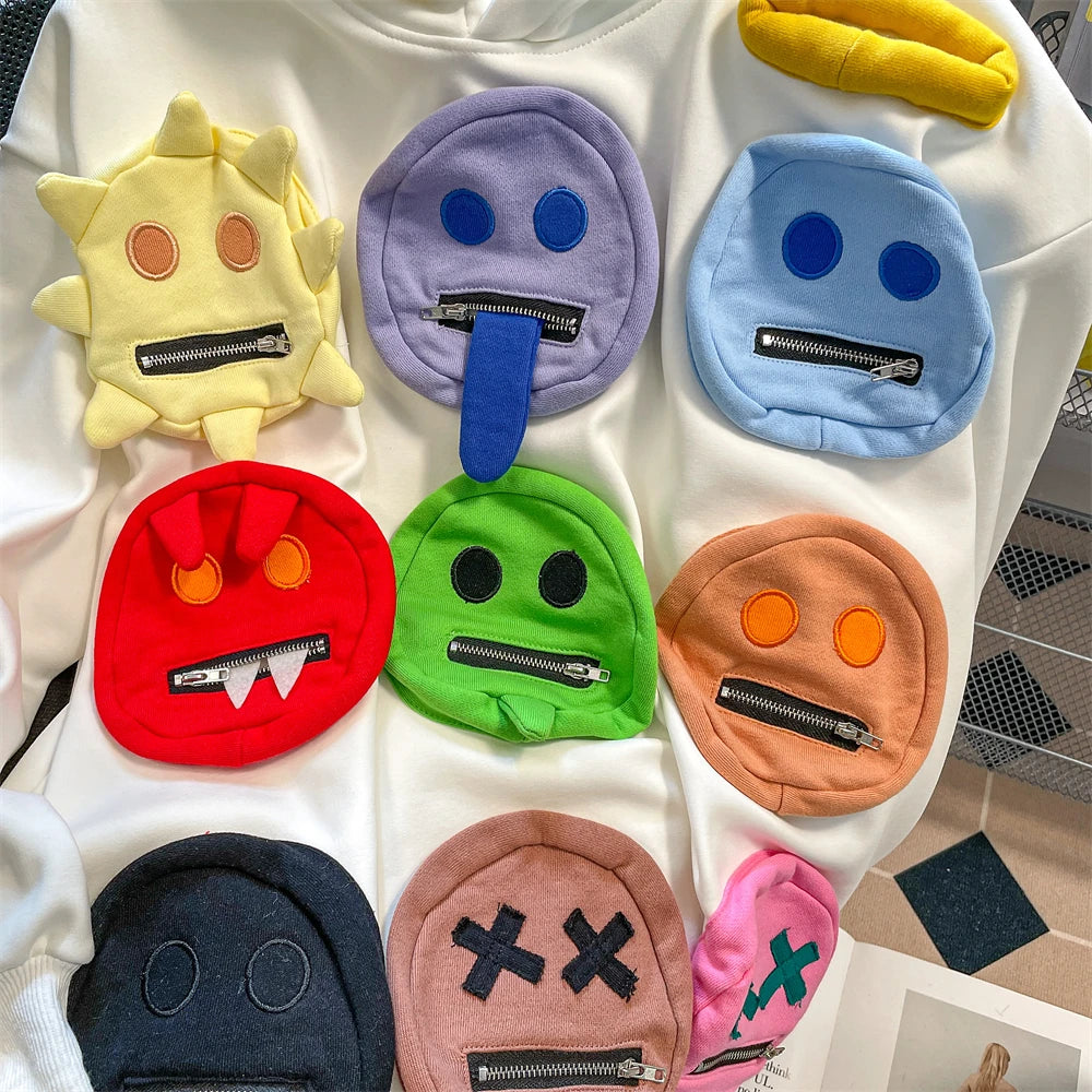 Autumn Women Casual Loose Sweatshirts Streetwear Hooded Hoody Geek Rock Long Blousa Smile Zippers Pockets Oversize Tops NZ226