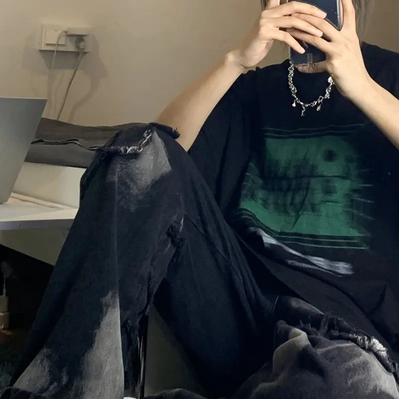 Goth Women's T-shirt short-sleeved tshirt summer Harajuku grunge print aesthetic top punk streetwear female shirt clothes gothic