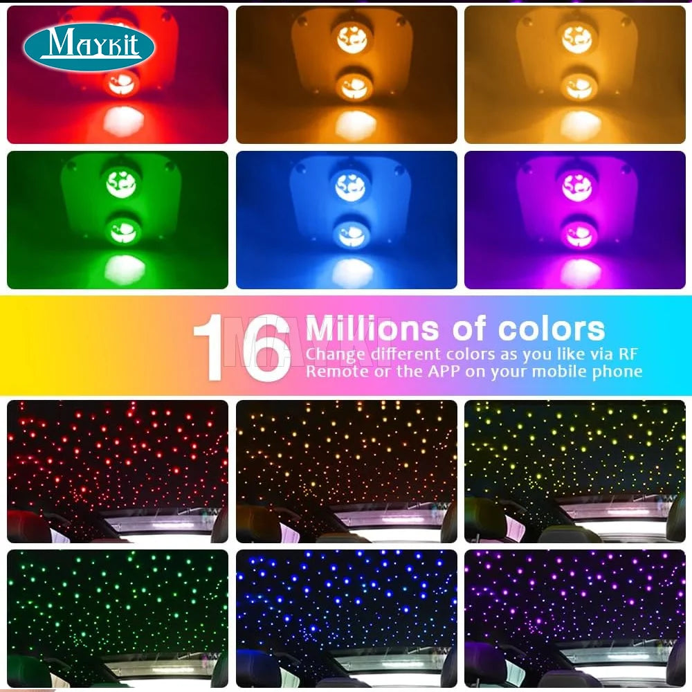 15-20sqm 600pcs Mixed Strands APP 20w Rgbw Twinkle Fiber Optic Ceiling Light Kits