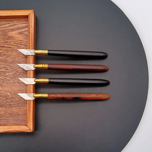 Baver Leather craft Damascus steel bevel-point edge knives wooden Carving Pen Knife Cutting Cutter Tool Diy