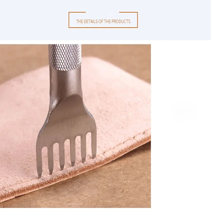 Baver Steel Leather Craft Diamond Chisel Stitching Hole Punch Tools 3mm 4mm 5mm 6mm 1 2 4 6 Prong 4pcs/set