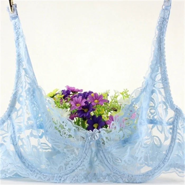 Sutiã sexy de renda para mulheres, roupa interior transparente, sutiãs push up, lingerie bh, íntimas, moda
