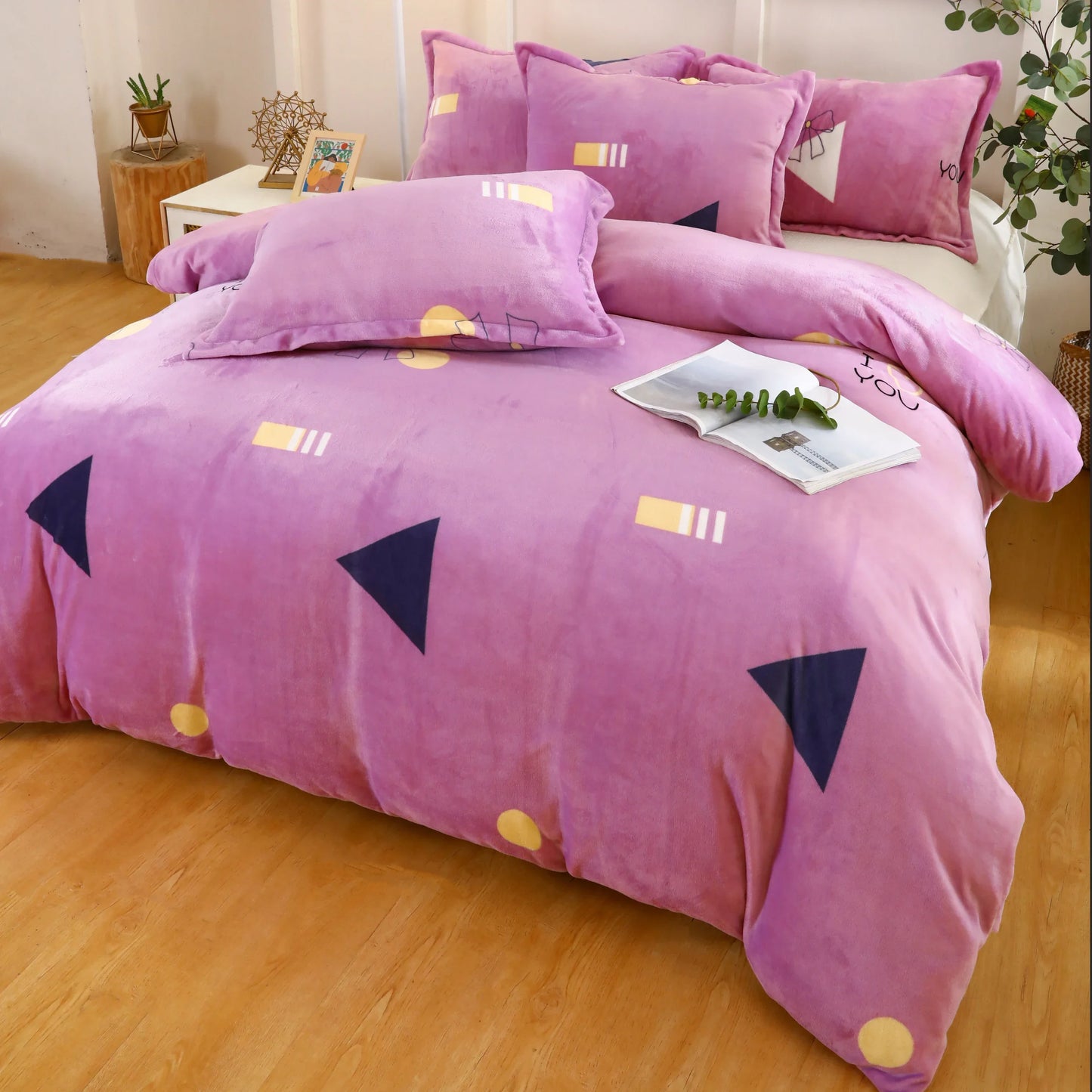 Winter Duvet Cover Thick Fleece Warm Flannel Coral  Double Sided Velvet Bedding  Single Double Queen King Size Quilt Cover