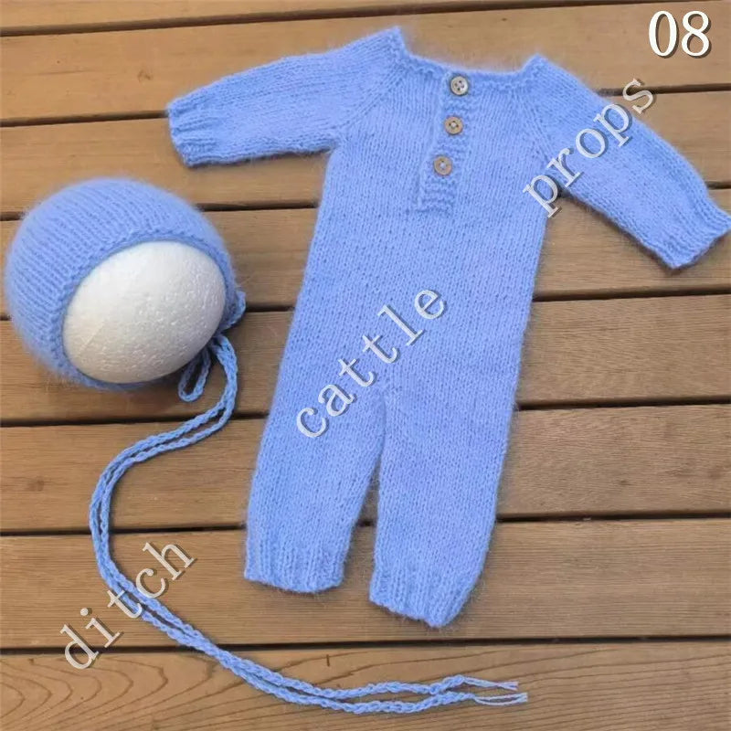 Newborn Photography Props Mink Wool  Plush Yarn Pants +Bear Clothing Accessories