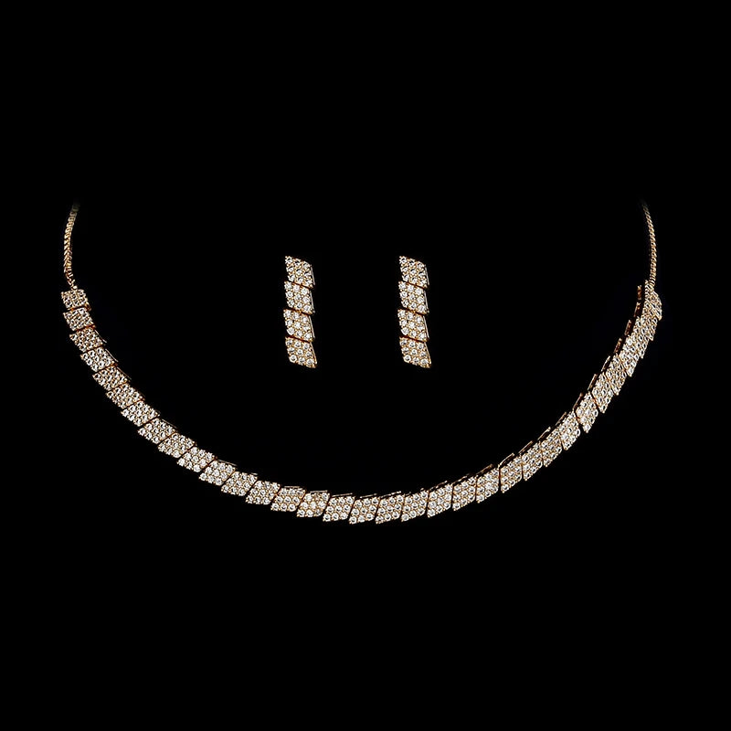 Choker Jewelry Sets HADIYANA Classical Simple Women Wedding Bride Necklace Earrings And Bracelet Set CN415 Jewelry Gift