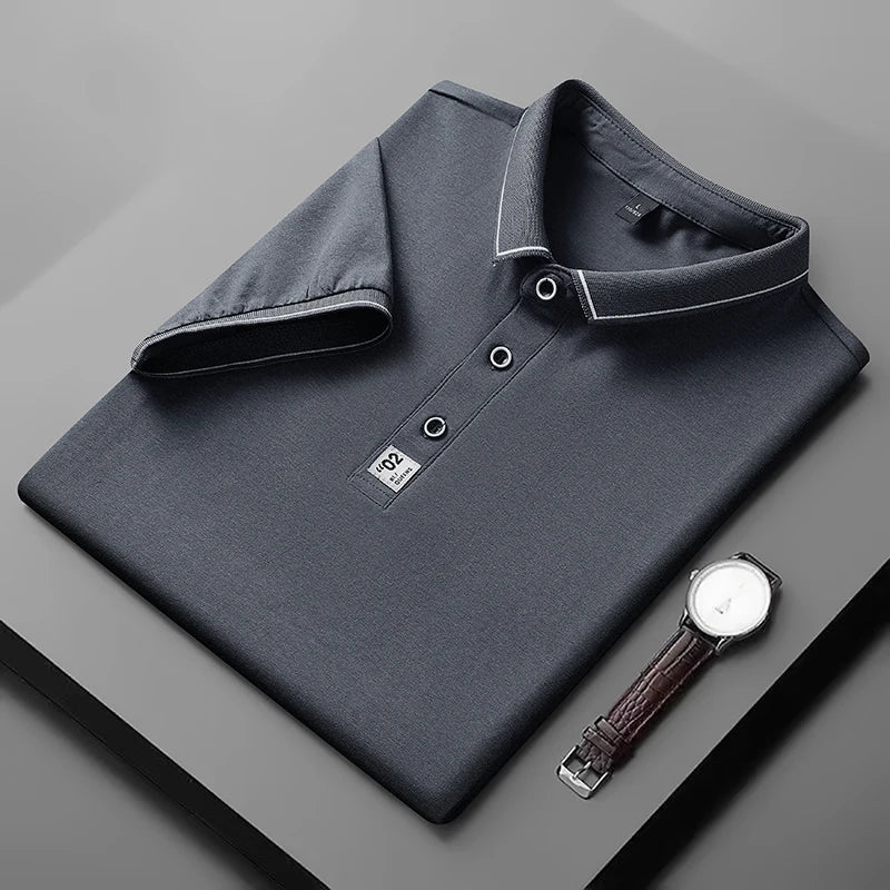 2022 New Men Cotton Polo Shirts Casual Breathable Sweat Absorbent Business Polo Shirts Short Sleeves Fashion Slim Lapel T Shirts