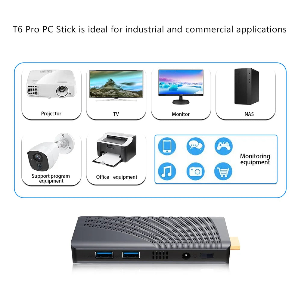 KimTin Celeron N4000 Quad Core CPU 4GB 64GB 4K Fanless Mini PC Windows 10 Pro Stick Mini Computer HDMI 2.4G 5G WiFi 1000 LAN