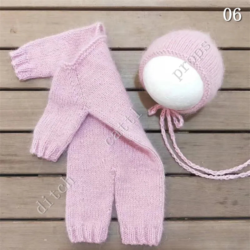 Newborn Photography Props Mink Wool  Plush Yarn Pants +Bear Clothing Accessories
