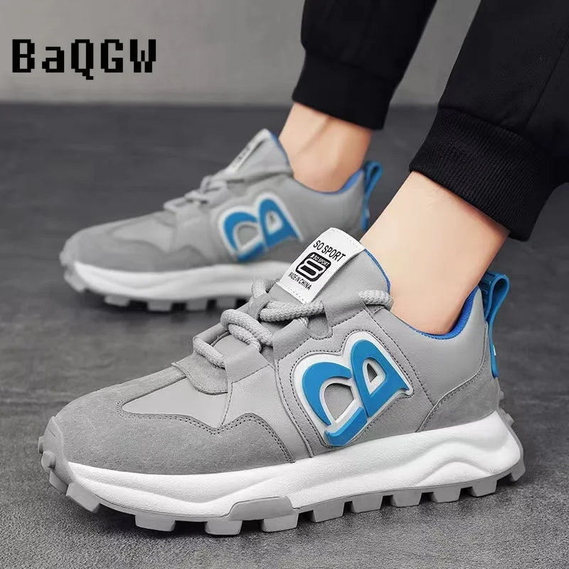 Designer Chunky Sneaker Men Cover Bottom Board Shoe Fashion Leather Breathable Increased Internal Platform Casual Running Shoes