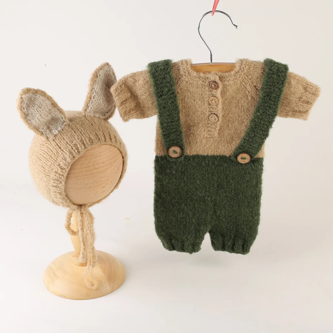 Knitted Newborn Dinosaur Romper Outfit Photography Props Crochet Baby Cartoon Animal Clothes Hat Sets Photography Accessories