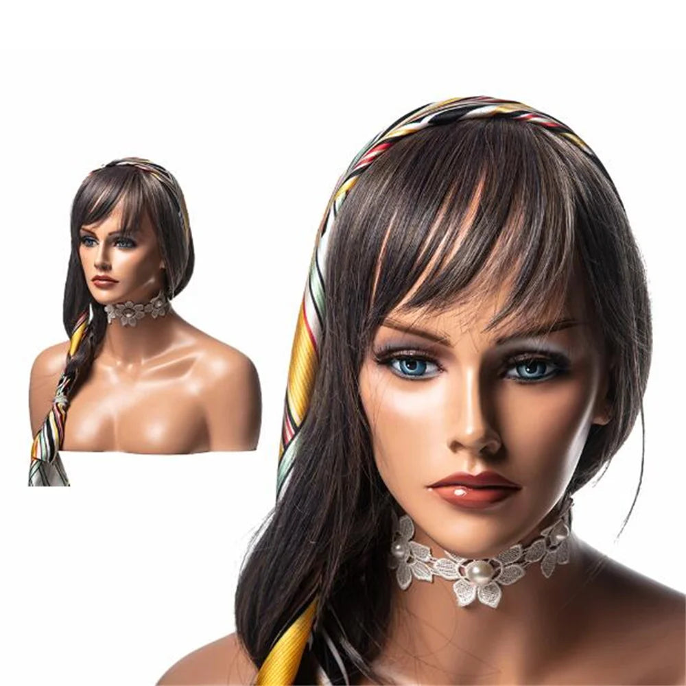 Female Realistic Head Mannequin with Shoulder, No Wig Display Model, Dark Brown and Beige Colors,for Hat Glasses, E185, 20Style