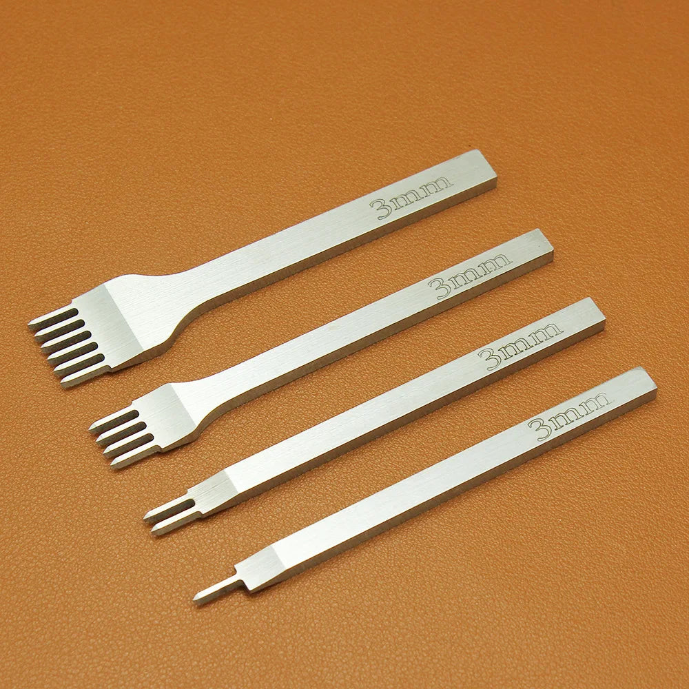 4Pcs/ set Leather Craft Tool Set Stainless Steel Hole Chisel Graving Stitching Punch Tools Kit 4 size for choose
