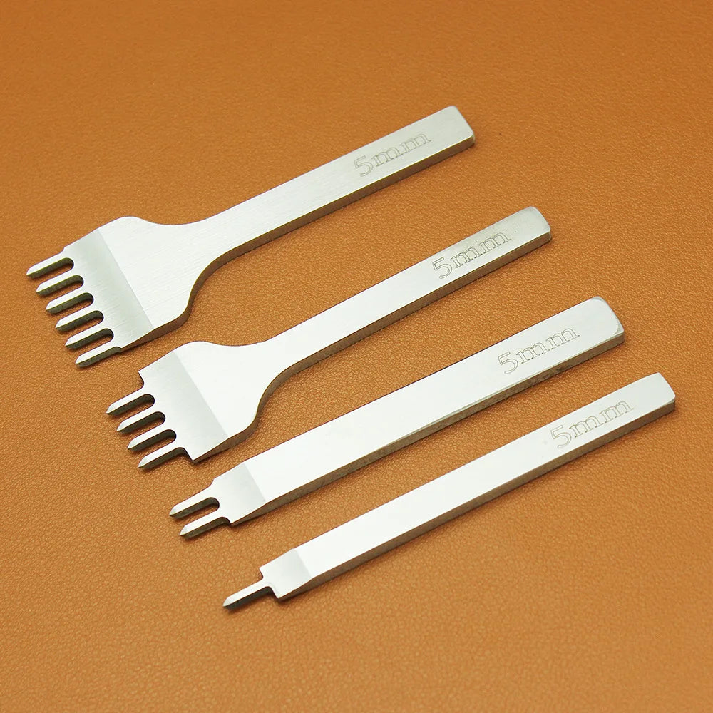 4Pcs/ set Leather Craft Tool Set Stainless Steel Hole Chisel Graving Stitching Punch Tools Kit 4 size for choose