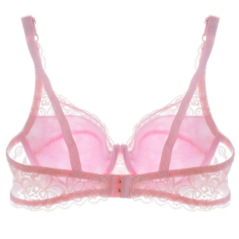 Sutiã sexy de renda para mulheres, roupa interior transparente, sutiãs push up, lingerie bh, íntimas, moda