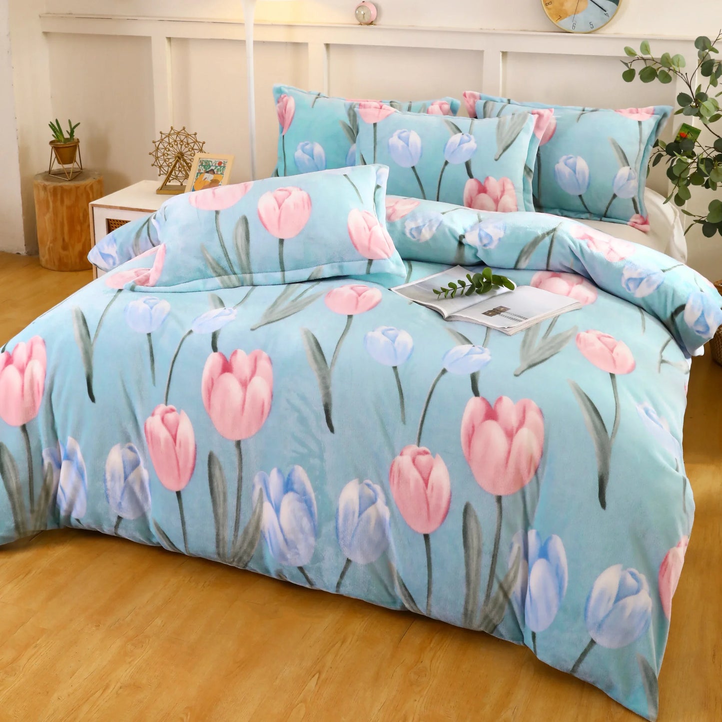 Winter Duvet Cover Thick Fleece Warm Flannel Coral  Double Sided Velvet Bedding  Single Double Queen King Size Quilt Cover