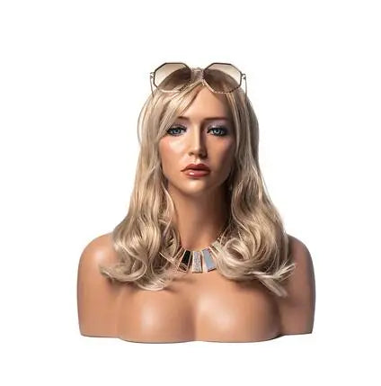 Female Realistic Head Mannequin with Shoulder, No Wig Display Model, Dark Brown and Beige Colors,for Hat Glasses, E185, 20Style