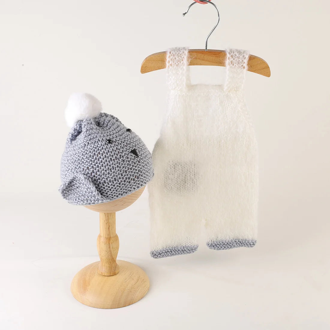 Knitted Newborn Dinosaur Romper Outfit Photography Props Crochet Baby Cartoon Animal Clothes Hat Sets Photography Accessories