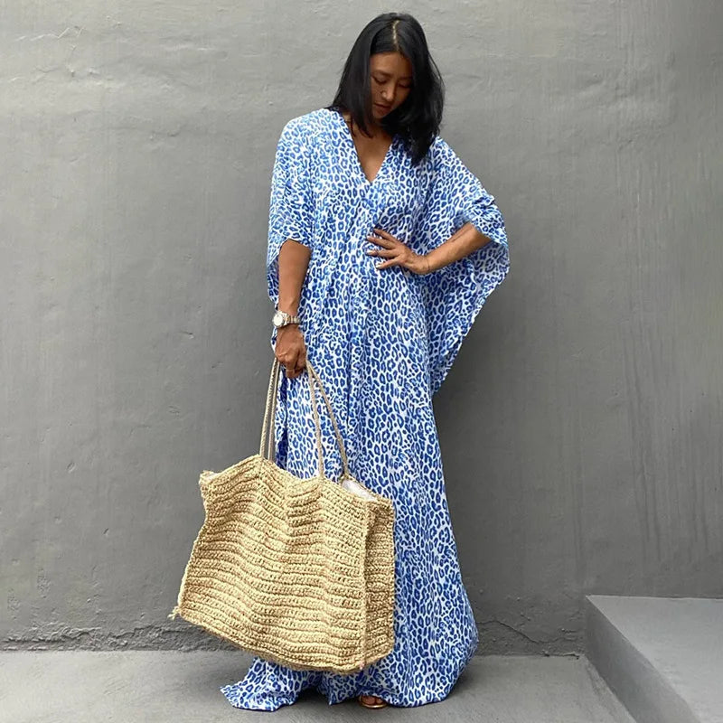 Kimono Bohemian Beach Swimsuit Cover Up Pareo Beach Women Tunics Beachwear 2023 Summer Long Bikini Blouse beach outfit for women