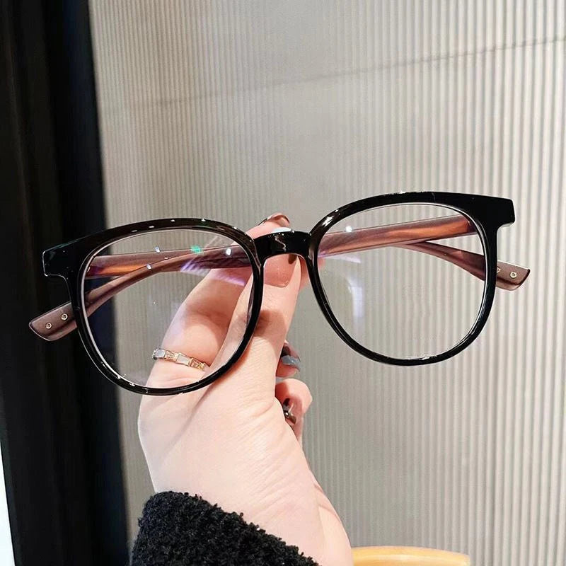 Fashion Square Glasses Plain Glasses Full Frame Glasses for Women Round Wooden Style Optical Glasses Female Eyeglasses Lenses