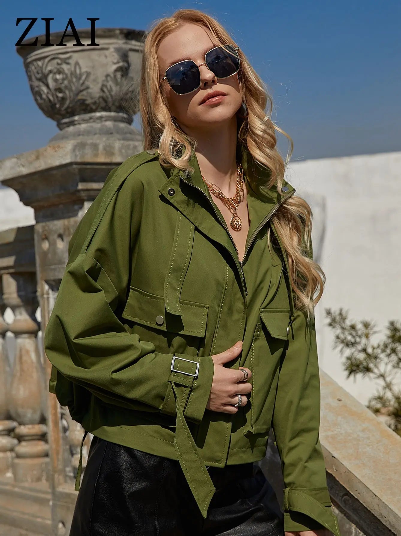 ZIAI 2022 Spring Women's jacket Short Fashion Motorcycle Female Outwear Loose Autumn trench coat women windbreaker ZS-DS46