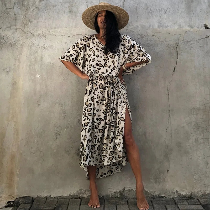 Kimono Bohemian Beach Swimsuit Cover Up Pareo Beach Women Tunics Beachwear 2023 Summer Long Bikini Blouse beach outfit for women