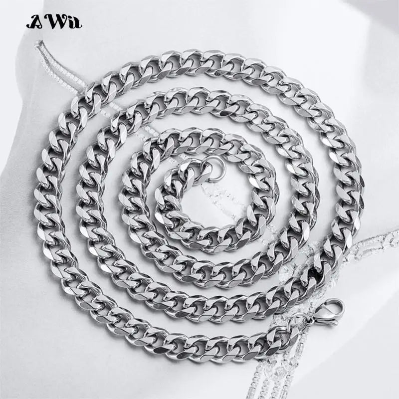 Colar de corrente de aço inoxidável para homens mulheres curb cubana link corrente cor ouro prata punk gargantilha moda masculina jóias presente