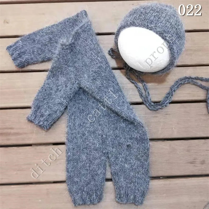 Newborn Photography Props Mink Wool  Plush Yarn Pants +Bear Clothing Accessories
